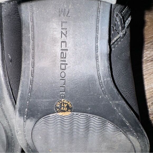 Liz Claiborne Black Faux Leather Strappy Ankle Booties Size 7M - Picture 10 of 12